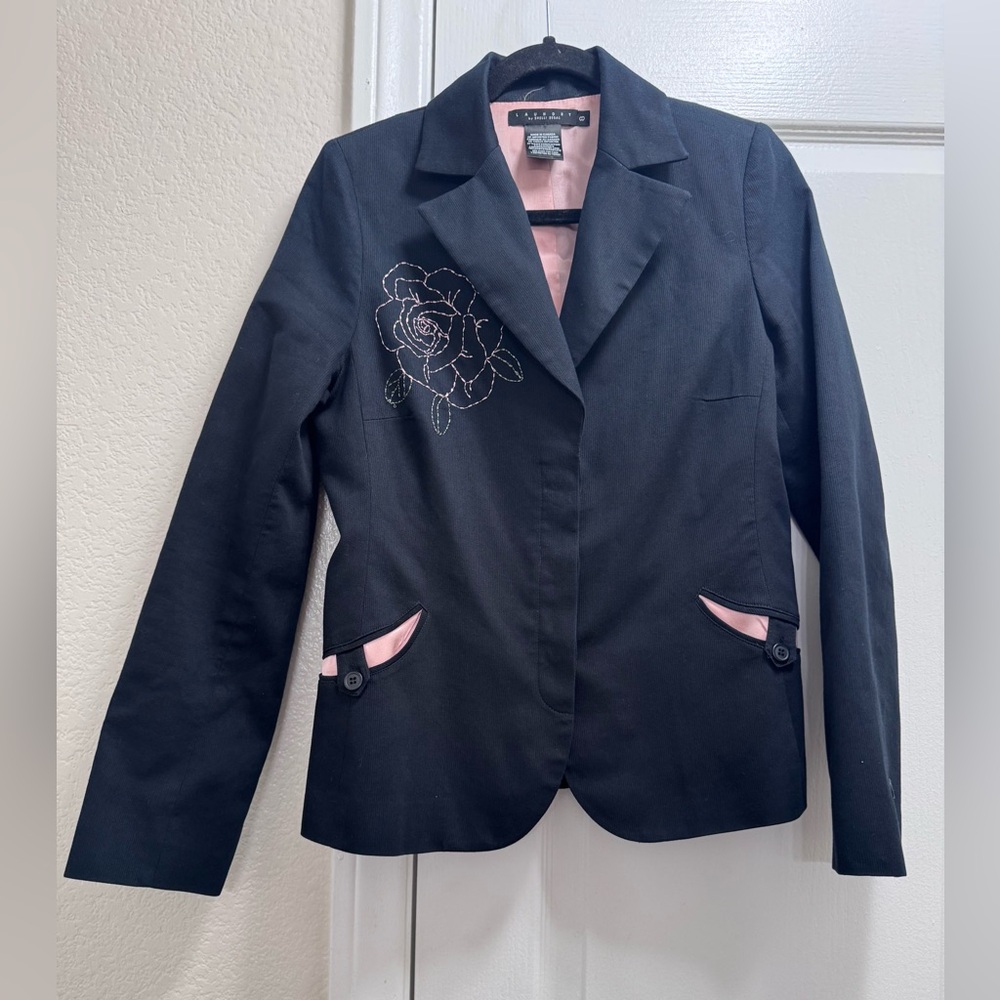 Laundry By Shelli Segal Black Blazer with Pink Floral Detail